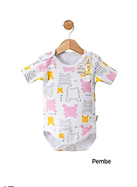 Kısa Kollu Tavşan Desenli Çıtçıtlı Badi