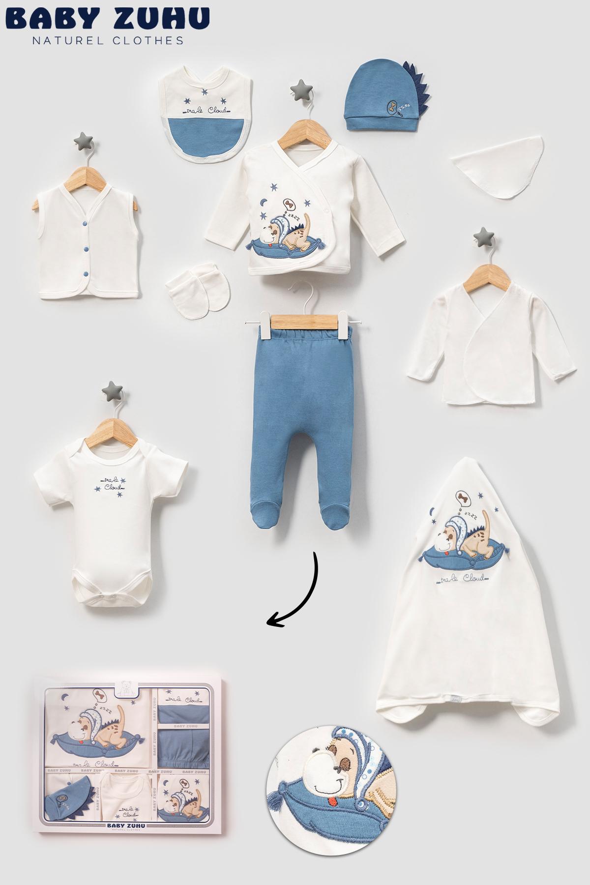 Sevimli Uyuyan Dinazor 10lu Yenidoğan Hastane Çıkışı Zıbın Set